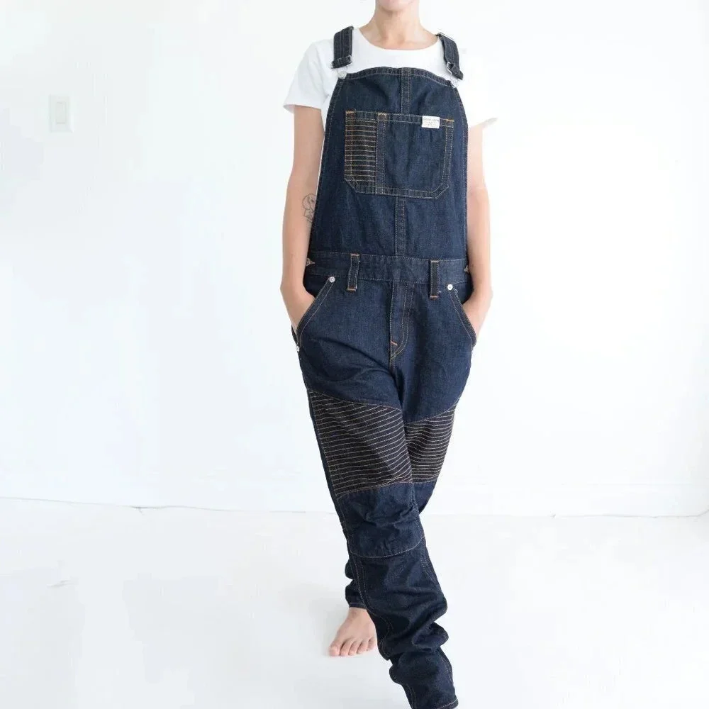 True Religion Y2K Dark Blue Denim Cotton Overalls Relaxed Workwear Preppy M - Picture 3 of 15